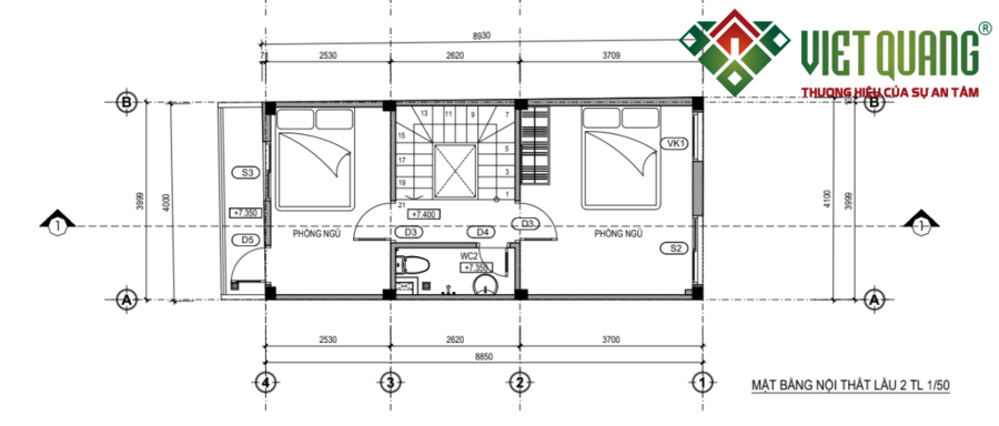 Mặt bằng nội thất lầu 2