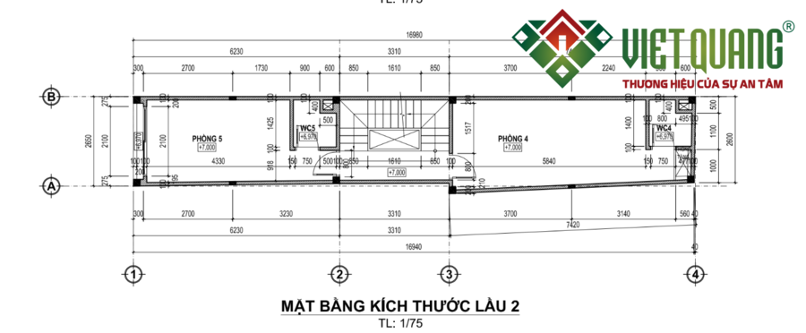 Bố trí mặt bằng công năng lầu 2