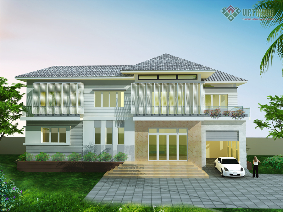 Chi phí xây nhà biệt thự 2 tầng 120m2 đẹp, tiện nghi 