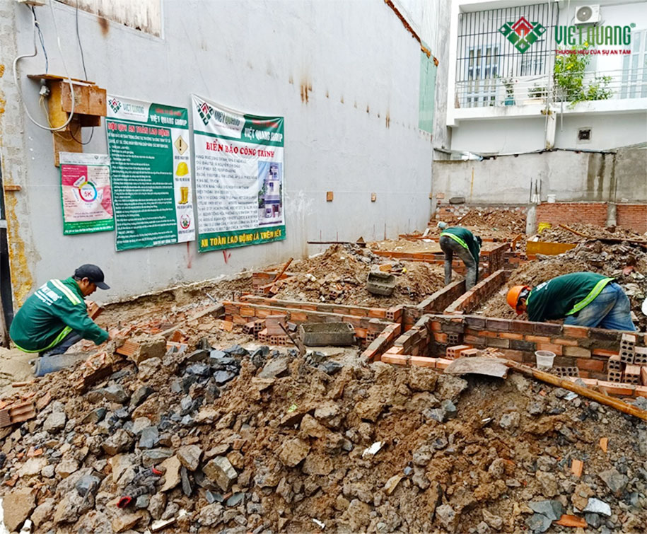 Khởi công xây nhà phố 3 tầng 6,4 x 13,5m tại Nhà Bè