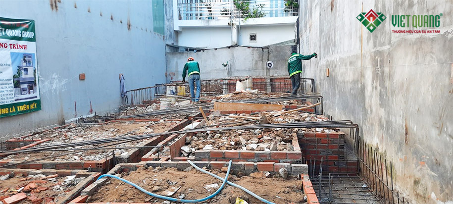 Khởi công xây nhà phố 3 tầng nhà chị Châu Huyện Nhà Bè