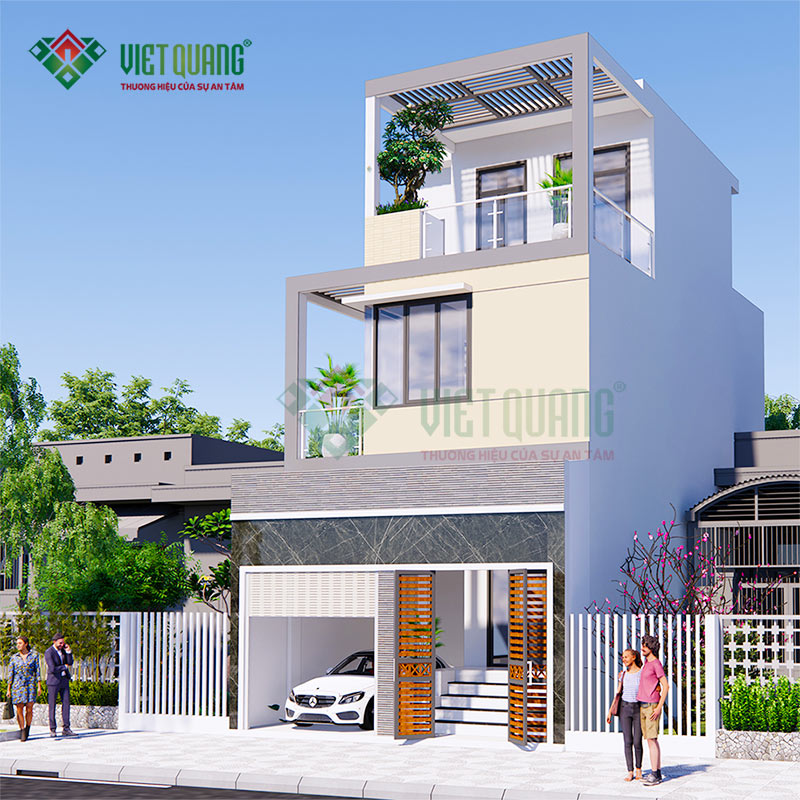 Mẫu thiết kế nhà phố 3 tầng nhà chị Châu Huyện Nhà Bè