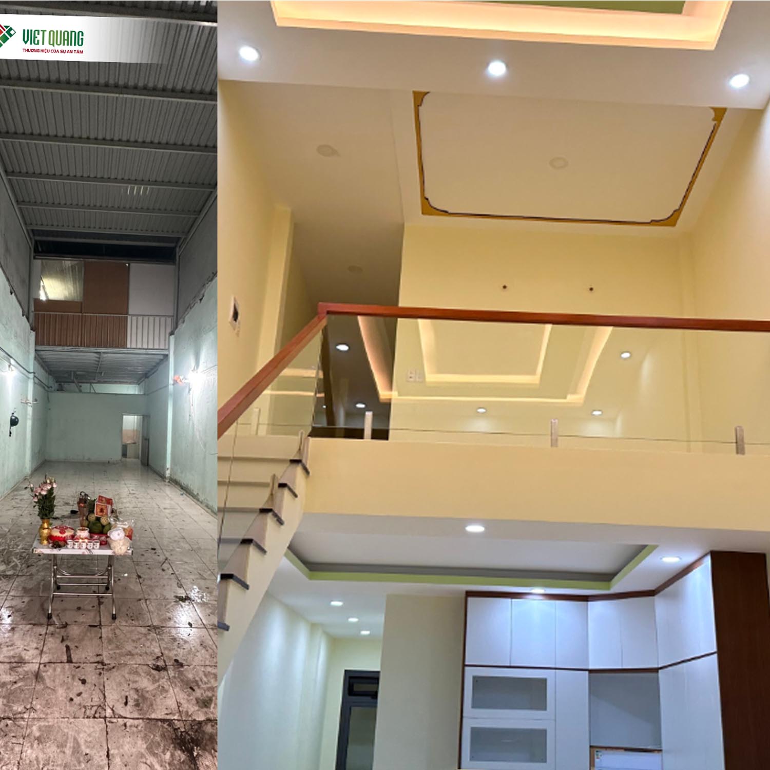 Hình ảnh trước và sau thi công hoàn thiện nhà anh Trung Quận Bình Tân