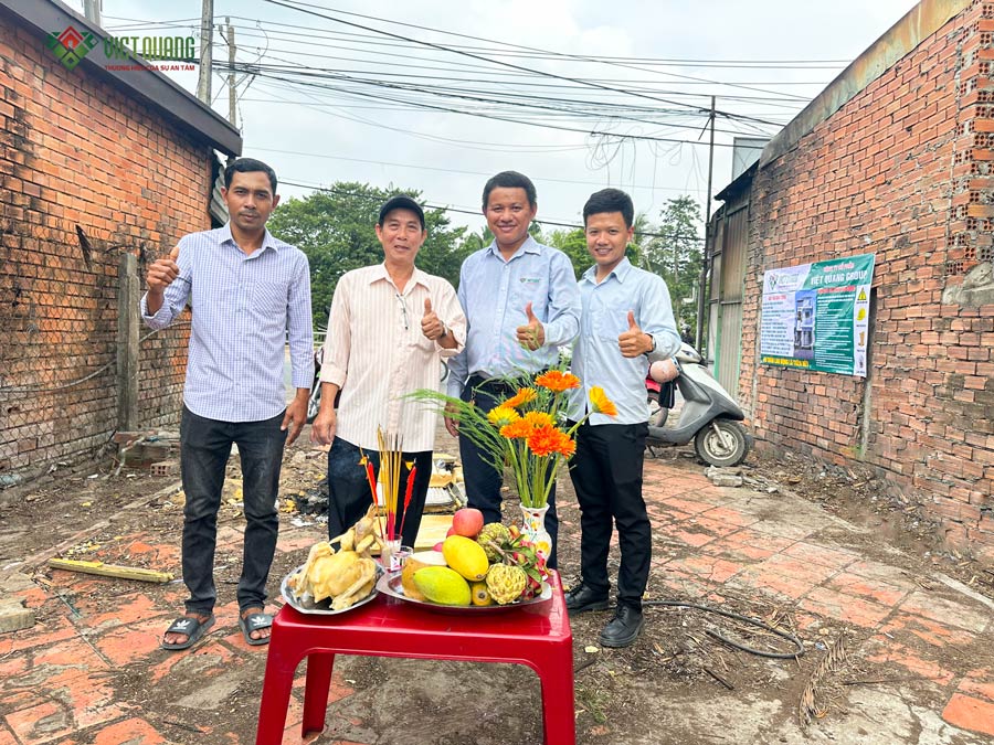 Khởi công xây dựng nhà phố 1 trệt 1 lầu tum sân thượng của nhà Anh Định ở Bình Dương
