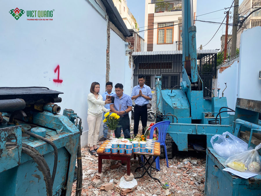 Khởi công xây dựng nhà phố 3 tầng sân thượng nhà Anh Vũ ở Quận Gò Vấp 