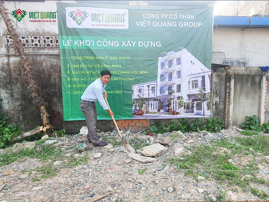 Khởi công xây dựng nhà phố 4 tầng sân thượng vừa ở vừa cho thuê phòng trọ diện tích 10x26m tại Hóc Môn