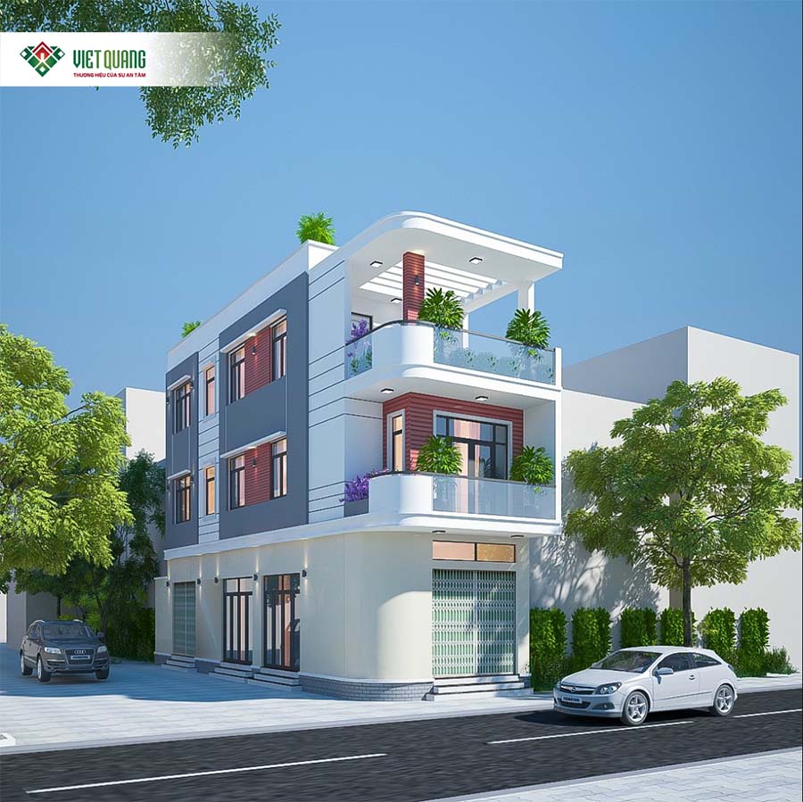 Mẫu thiết kế nhà phố 3 tầng 2 mặt tiền nhà chú Khoa TP Thủ Đức