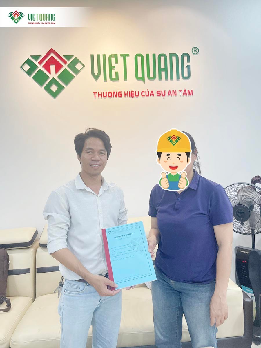 Ký hợp đồng xây nhà 1 Trệt 1 Lửng 2 Lầu Sân Thượng Tum Thang, Diện tích 3,5x9m Chị Tú Anh Quận 5 