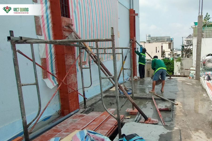 [Đang thi công] Thi công Xây nhà trọn gói Nhà phố 3 tầng tum sân thượng 3,4x16m nhà anh Phú ở Quận Tân Bình