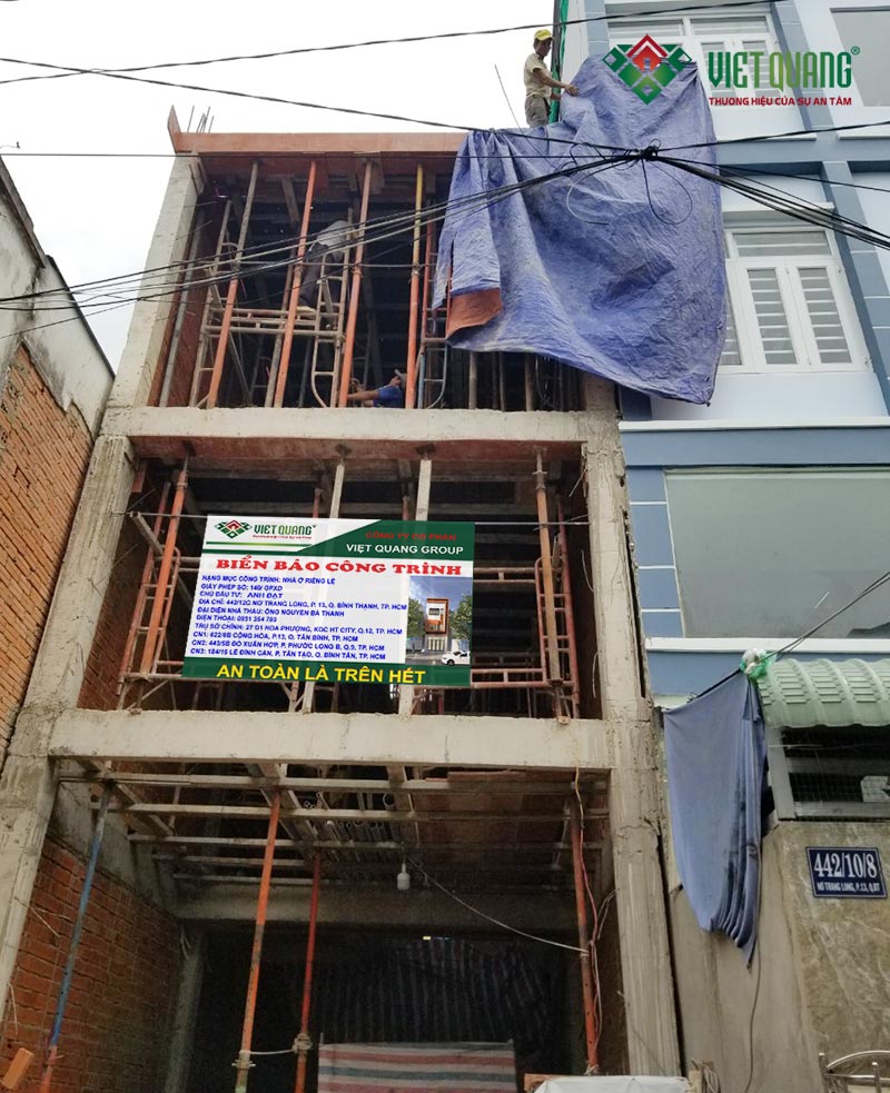 Xây nhà 1 trệt 1 lửng 1 lầu nhà anh Đạt quận Bình Thạnh 