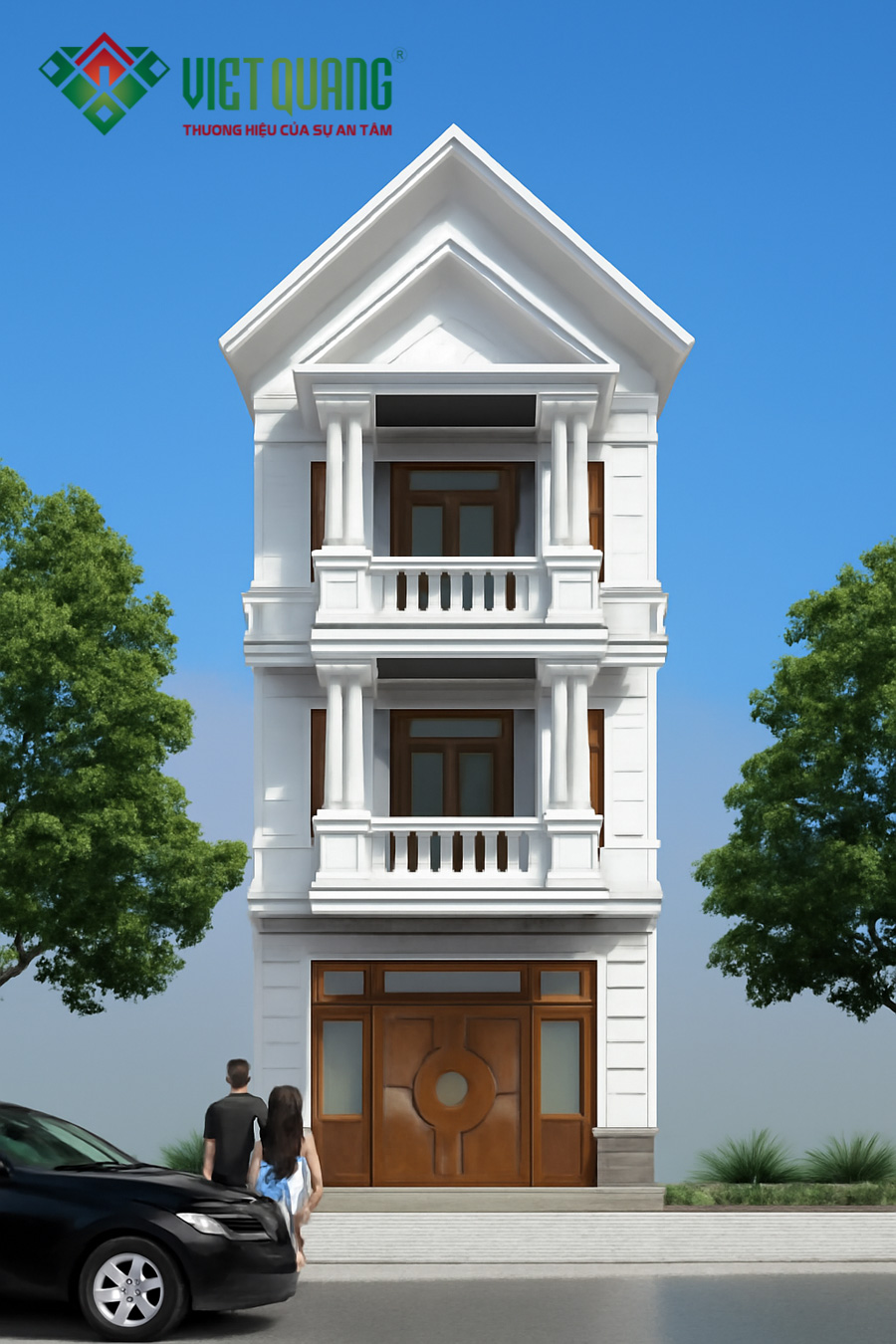 Mẫu Nhà Phố 3 Tầng Kiến Trúc Tân Cổ Điển – Sang Trọng và Lịch Lãm 