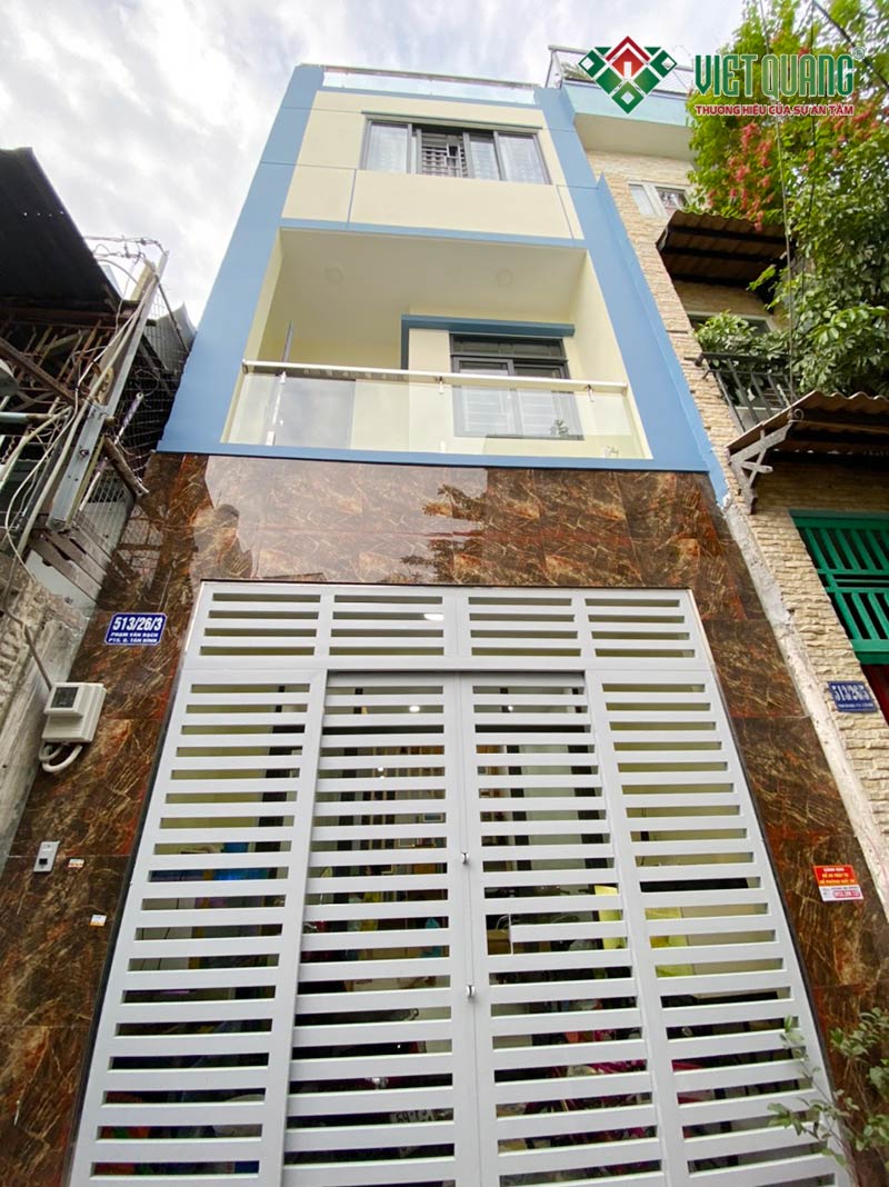 Thi công xây nhà trọn gói 1 trệt 2 lầu tum thang sân thượng 4×13.5m tại quận Tân Bình