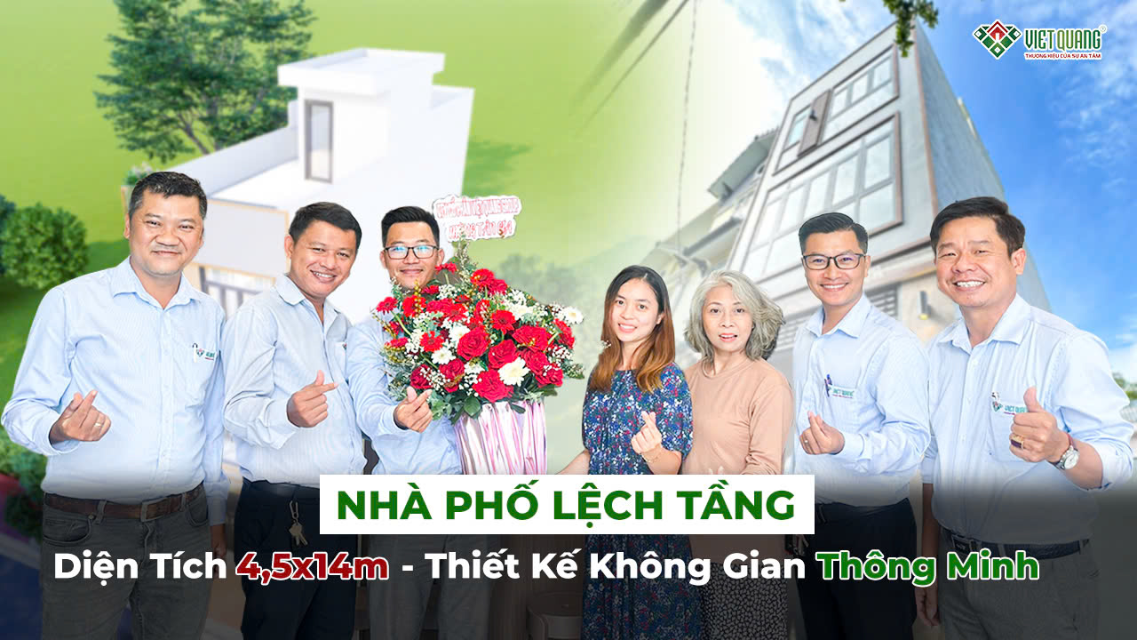 Bàn giao nhà phố | nhà lệch tầng 4,5x14m nhà chị Châu