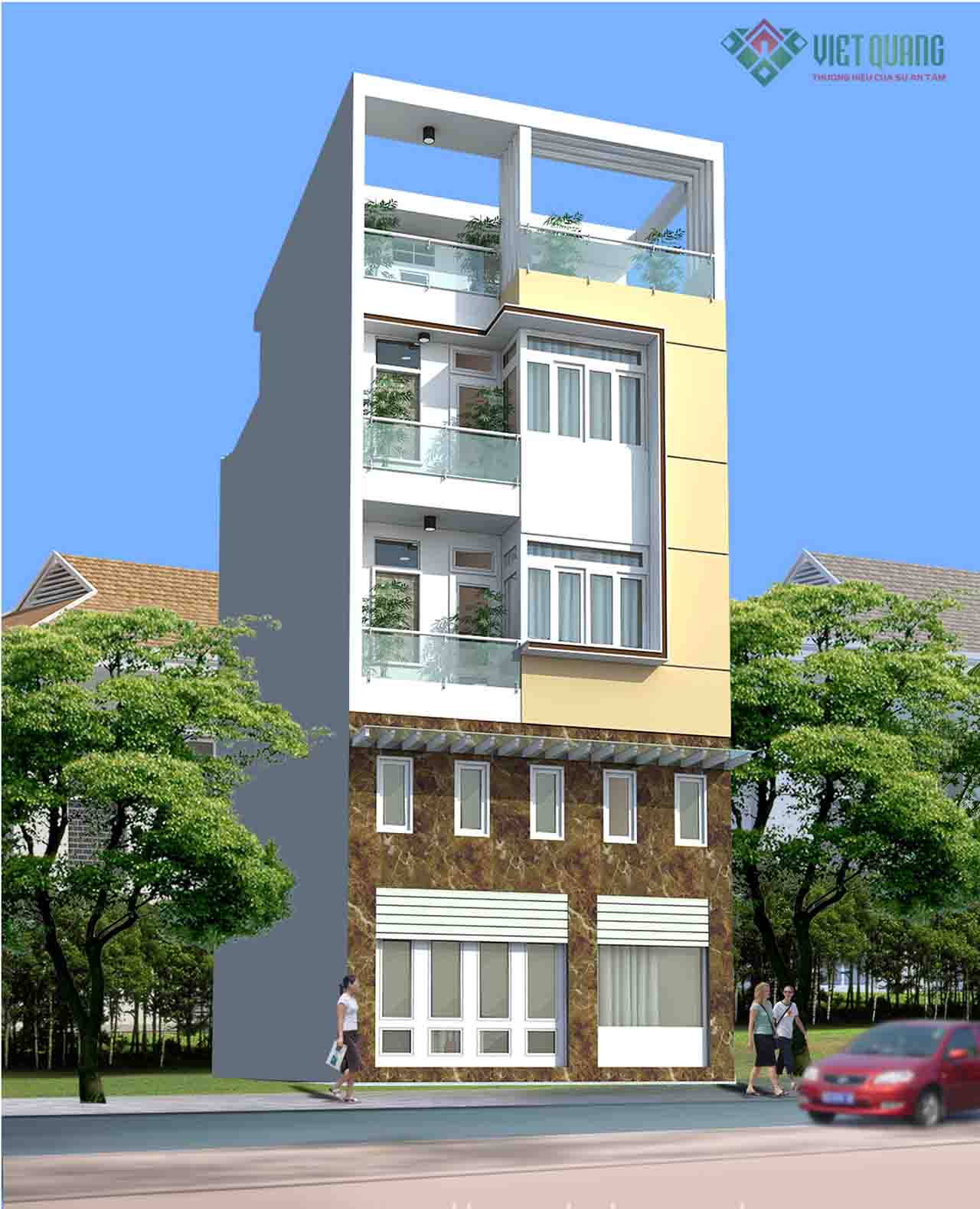Mẫu Nhà Phố 4 Tầng Hiện Đại – Giải Pháp Không Gian Tối Ưu Cho Gia Đình Trẻ 