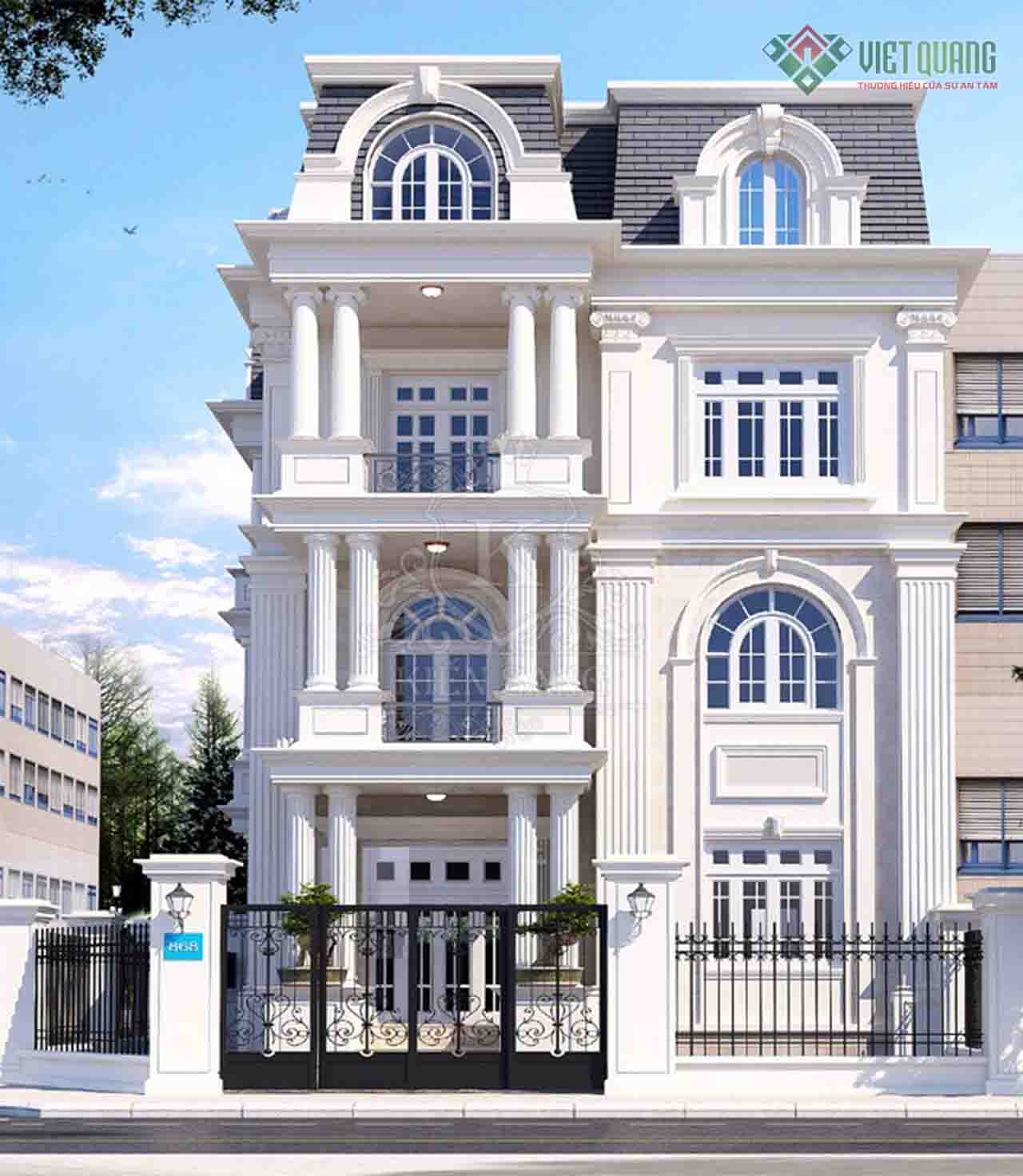 Mẫu Nhà Phố Tân Cổ Điển 4 Tầng – Vẻ Đẹp Quý Phái, Trường Tồn Với Thời Gian 