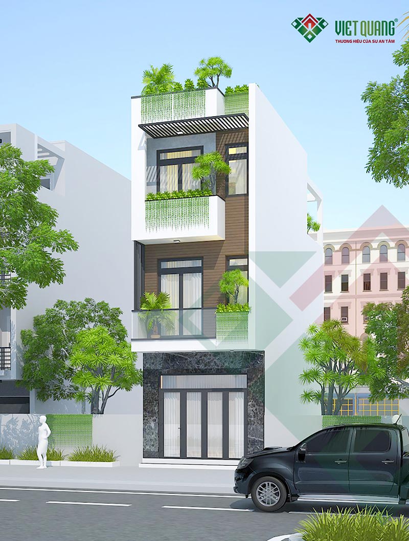 Mẫu nhà phố 3 tầng hiện đại kết hợp không gian xanh 