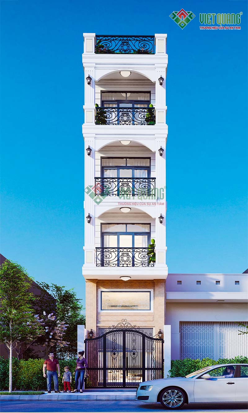 Mẫu Nhà Phố Tân Cổ Điển 5 Tầng Của Chị Ngọc Anh Tại Quận Tân Phú 