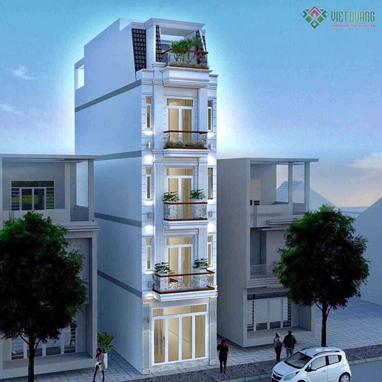 Mẫu nhà phố tân cổ điển 4 tầng sang trọng – biểu tượng đẳng cấp giữa lòng đô thị 