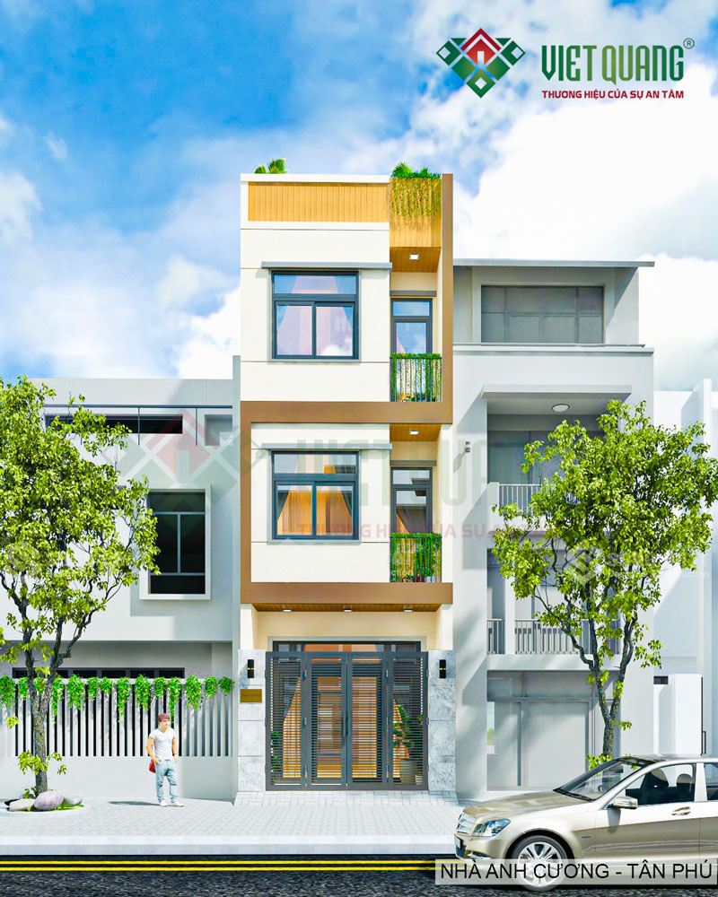 Mẫu nhà phố 4 tầng hiện đại 4x14m của anh Cương tại quận Tân Phú