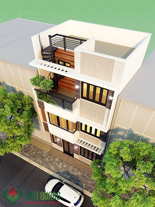 Mẫu nhà phố 3 tầng mặt tiền 7m kiến trúc xanh hiện đại