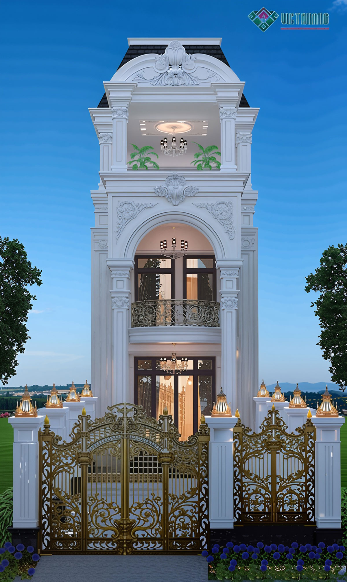 Mẫu nhà phố tân cổ điển 3 tầng 4x16m 