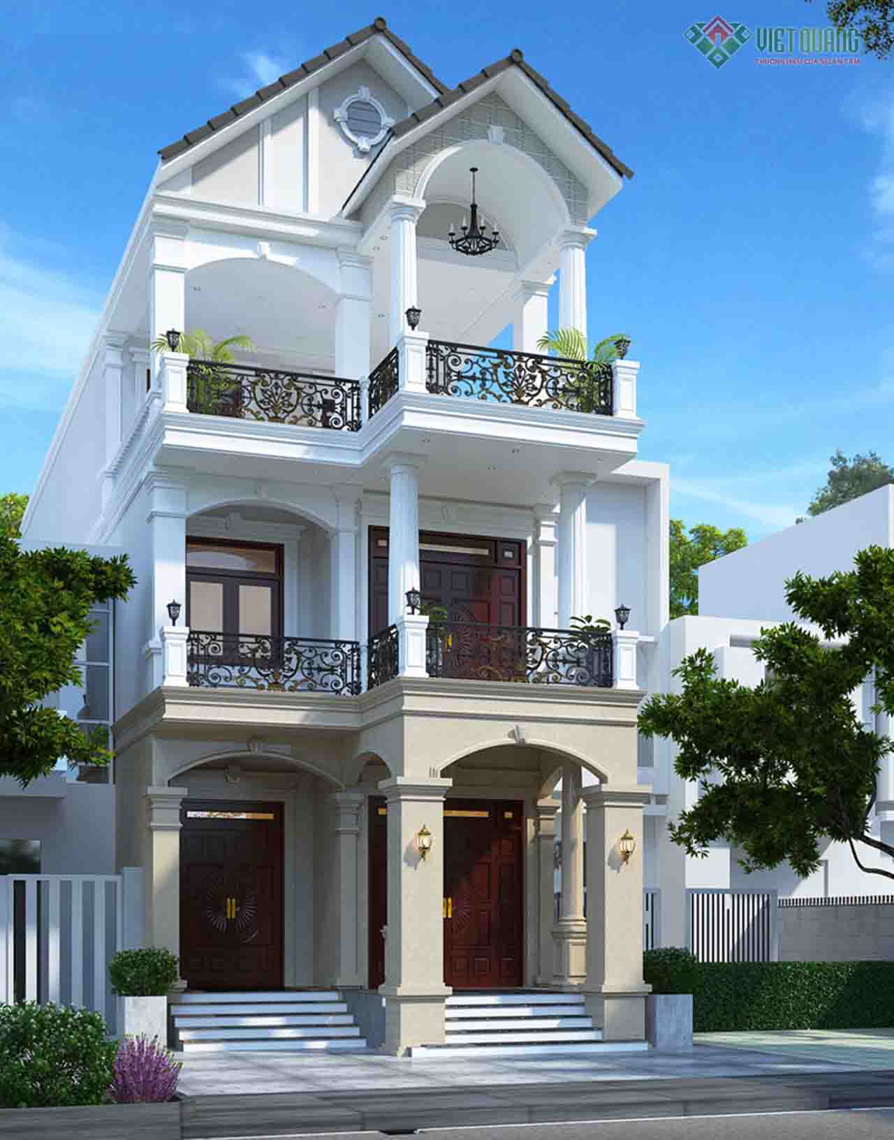 Mẫu nhà phố tân cổ điển 3 tầng 6x15m – vẻ đẹp sang trọng vượt thời gian 