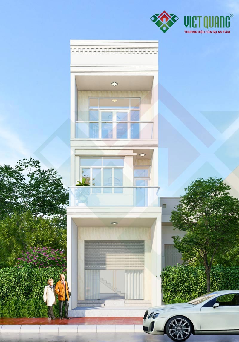 mẫu thiết kế nhà phố tân cổ điển 3 tầng đẹp diện tích 4x18m tại quận Gò Vấp của gia đình chị Hòa.