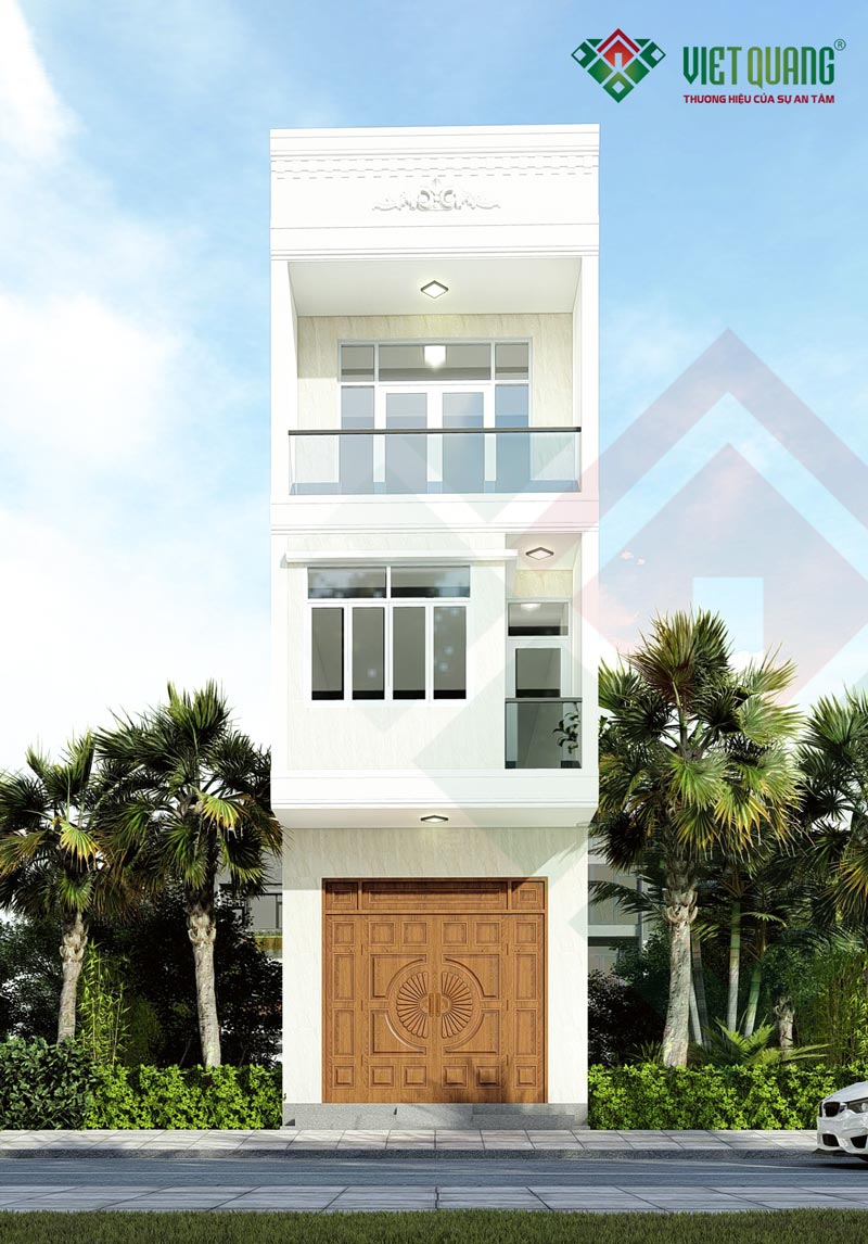 mẫu thiết kế nhà phố tân cổ điển 3 tầng đẹp diện tích 4x18m tại quận Gò Vấp của gia đình chị Hòa.