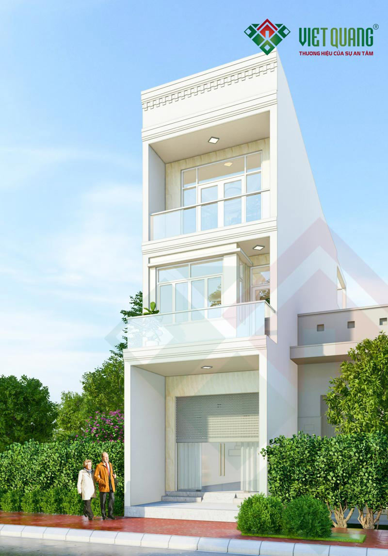 mẫu thiết kế nhà phố tân cổ điển 3 tầng đẹp diện tích 4x18m tại quận Gò Vấp của gia đình chị Hòa.
