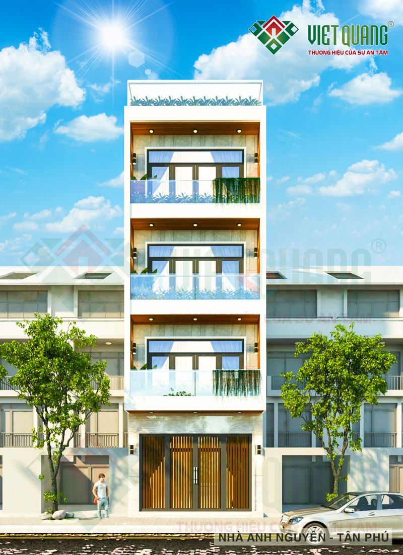 Mẫu nhà phố 5 tầng diện tích 5×18.6m tại quận Tân Phú 