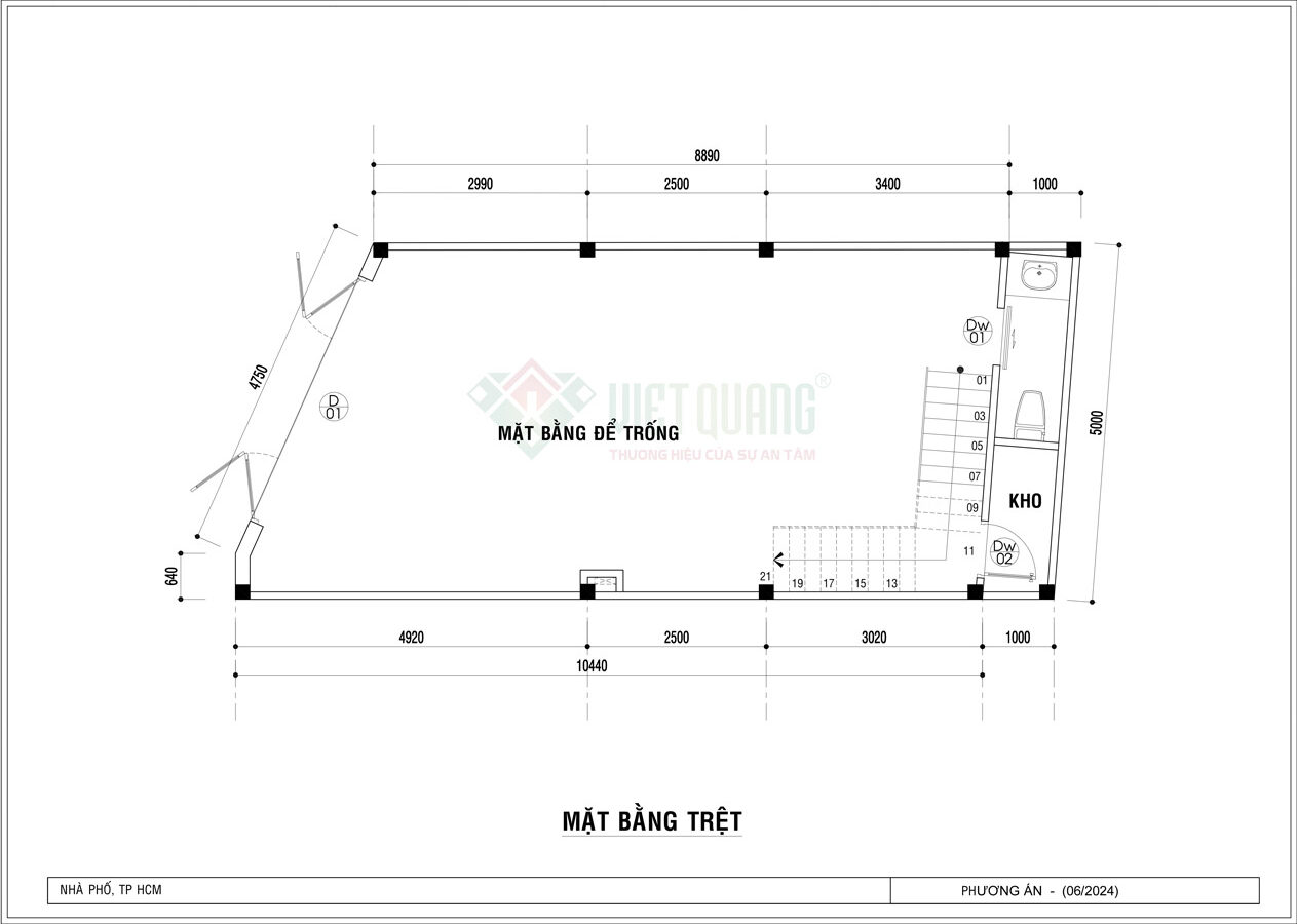 Bố trí công năng nhà 4 tầng tum sân thượng 5x11m - Anh Hùng ở Quận 12