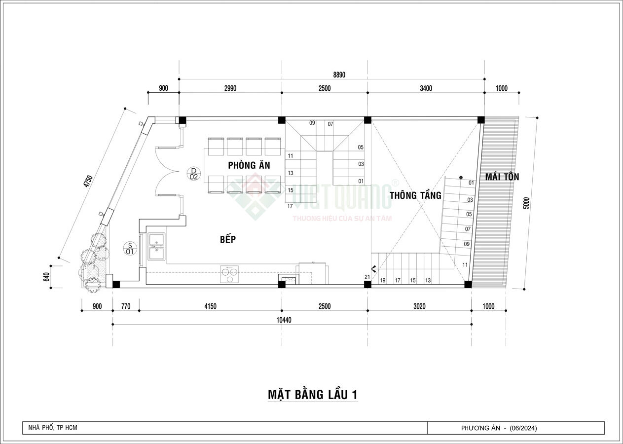 Bố trí công năng nhà 4 tầng tum sân thượng 5x11m - Anh Hùng ở Quận 12