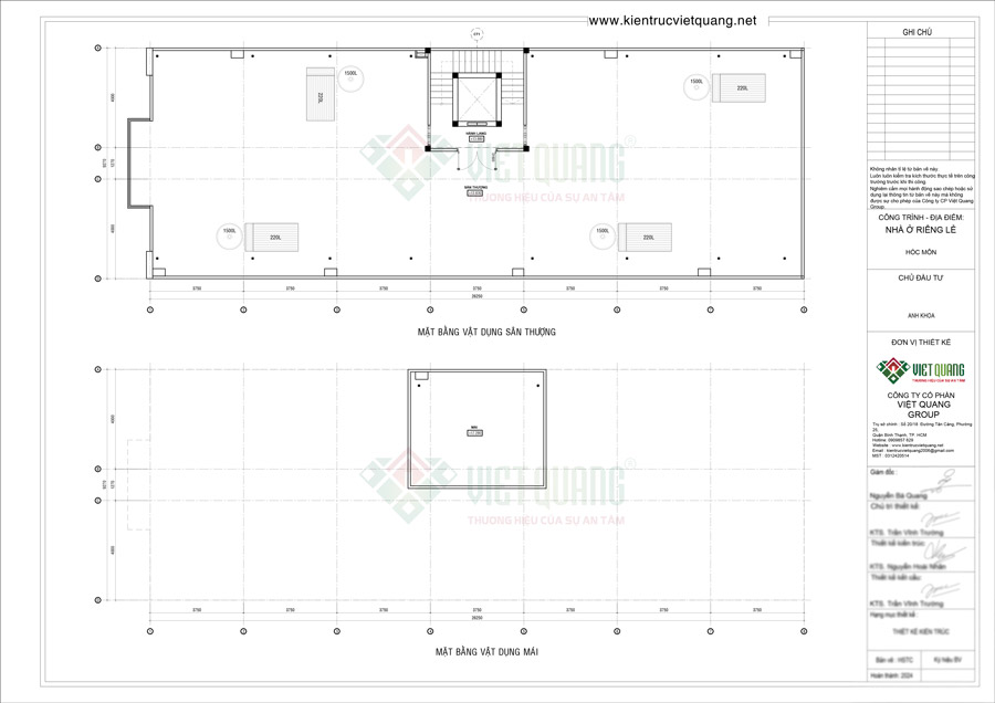 Bố trí công năng nhà trọ 4 tầng sân thượng 27x10m – Anh Khoa ở Hóc Môn