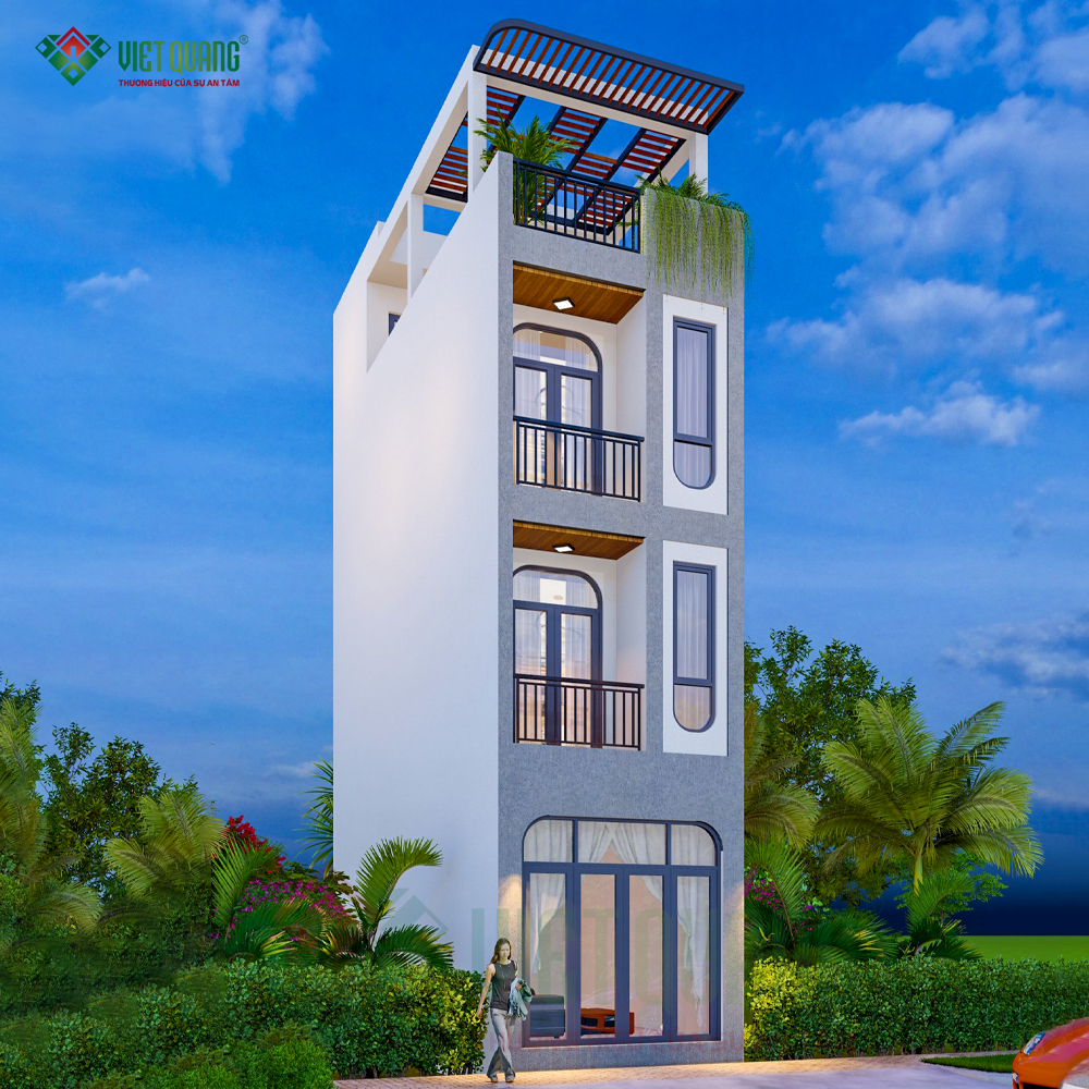 Mẫu nhà 1 trệt 2 lầu tum sân thượng 4x10m gia đình chị Trân tại Quận 11 