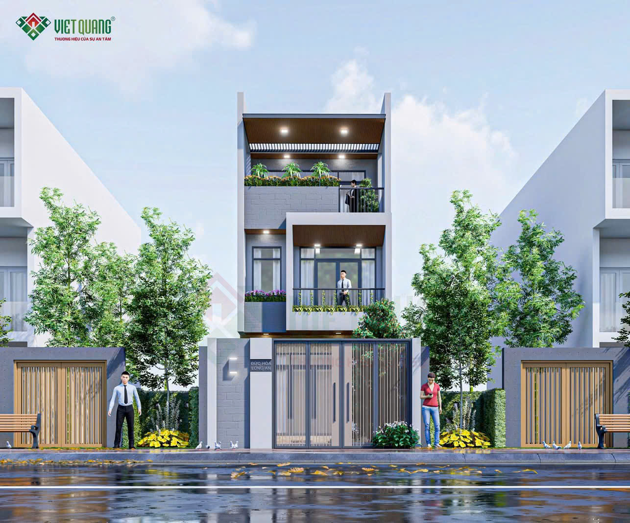 Mẫu nhà phố 3 tầng hiện đại 5x15m nhà anh Hoàng ở Tỉnh Long An 