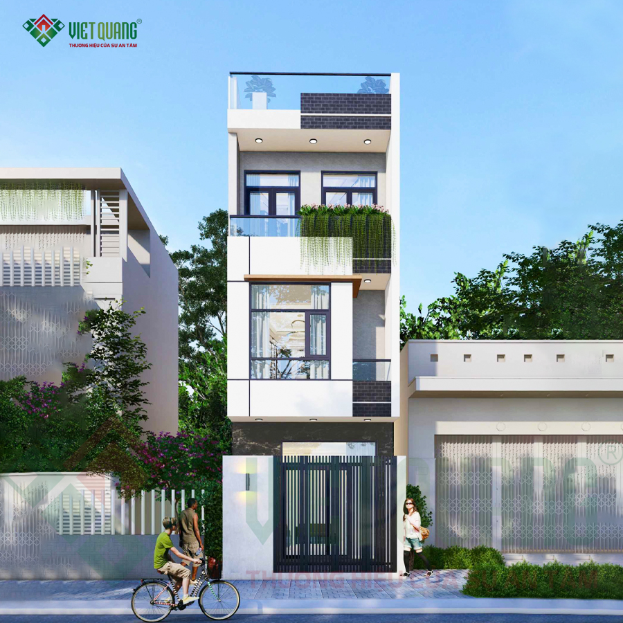 Mẫu nhà 3 tầng sân thượng 4x11m – Tổ ấm hiện đại của anh Tuấn tại Thủ Đức 