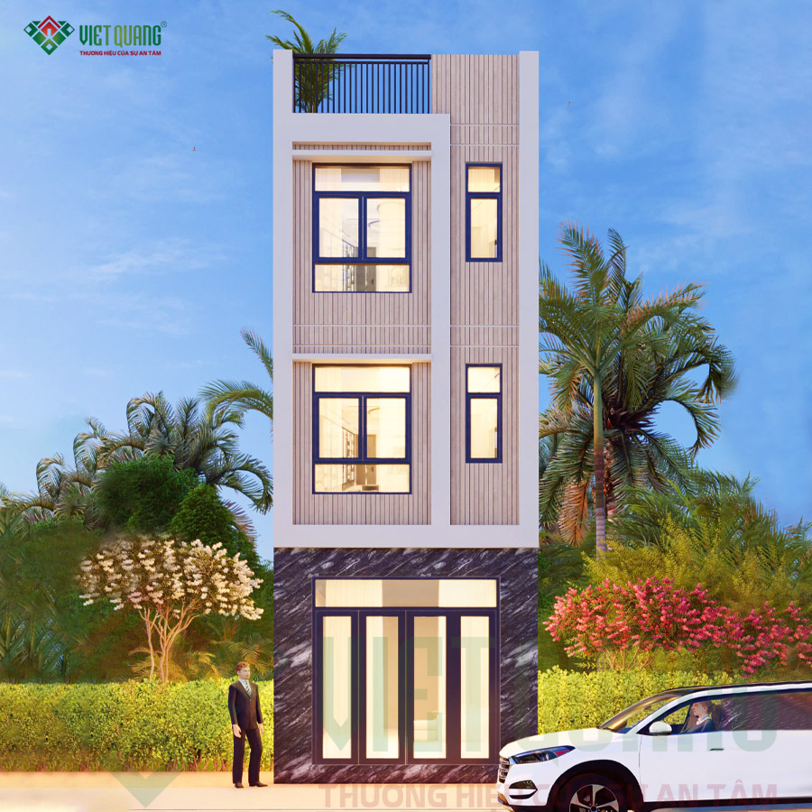 Mẫu thiết kế nhà 3 tầng sân thượng 4x14m nhà chị Liễu tại Bình Thạnh 