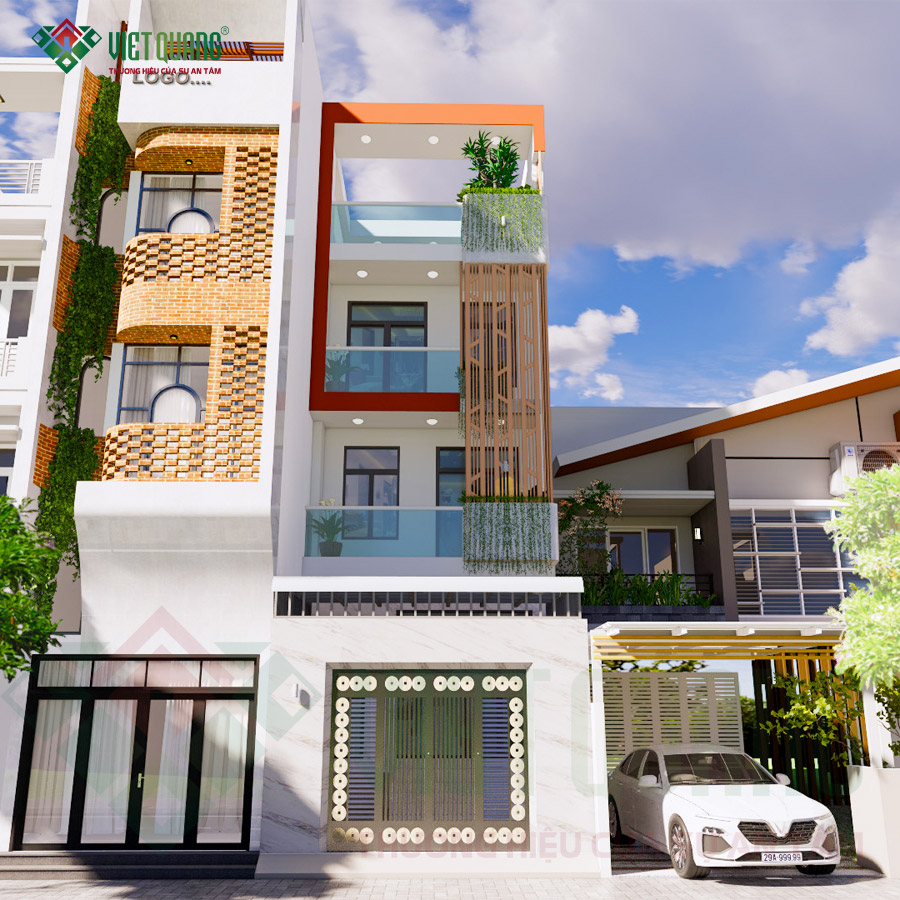 Mẫu thiết kế nhà 1 hầm 1 trệt 1 lửng 2 lầu sân thượng nhà chú Thủy tại Bình Tân 