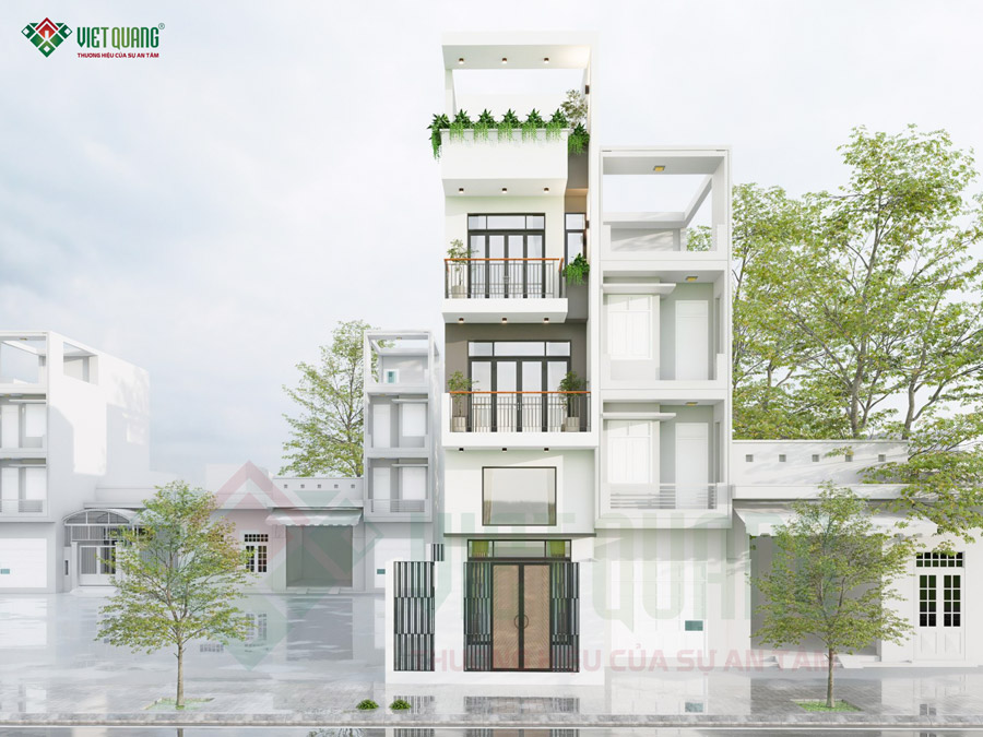 Mẫu nhà trệt lửng 2 lầu tum sân thượng 5x23m Anh Nam tại Tân Bình 