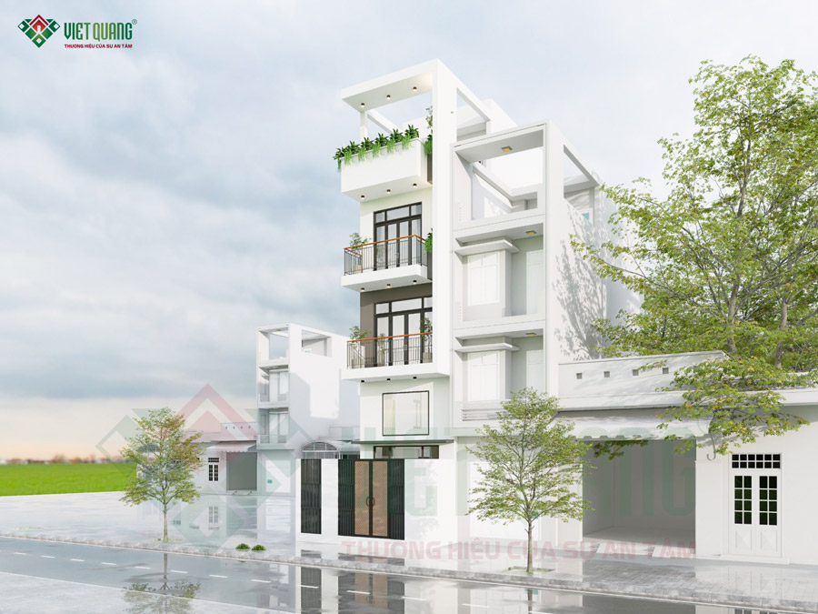 Mẫu nhà trệt lửng 2 lầu tum sân thượng 5x23m Anh Nam tại Tân Bình