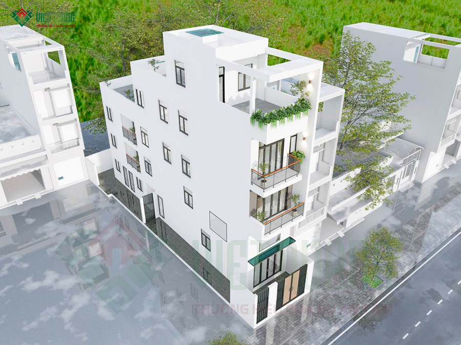 Mẫu nhà trệt lửng 2 lầu tum sân thượng 5x23m Anh Nam tại Tân Bình