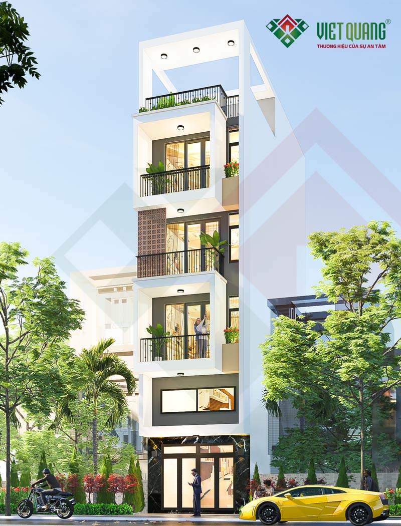 Mẫu thiết kế nhà phố 6 tầng diện tích 4.4x12.5m anh Bình – Quận 8