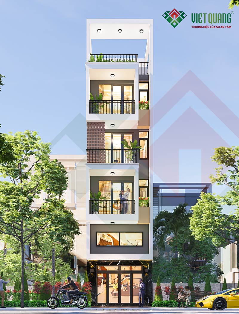 Mẫu thiết kế nhà phố 6 tầng diện tích 4.4×12.5m anh Bình – Quận 8 
