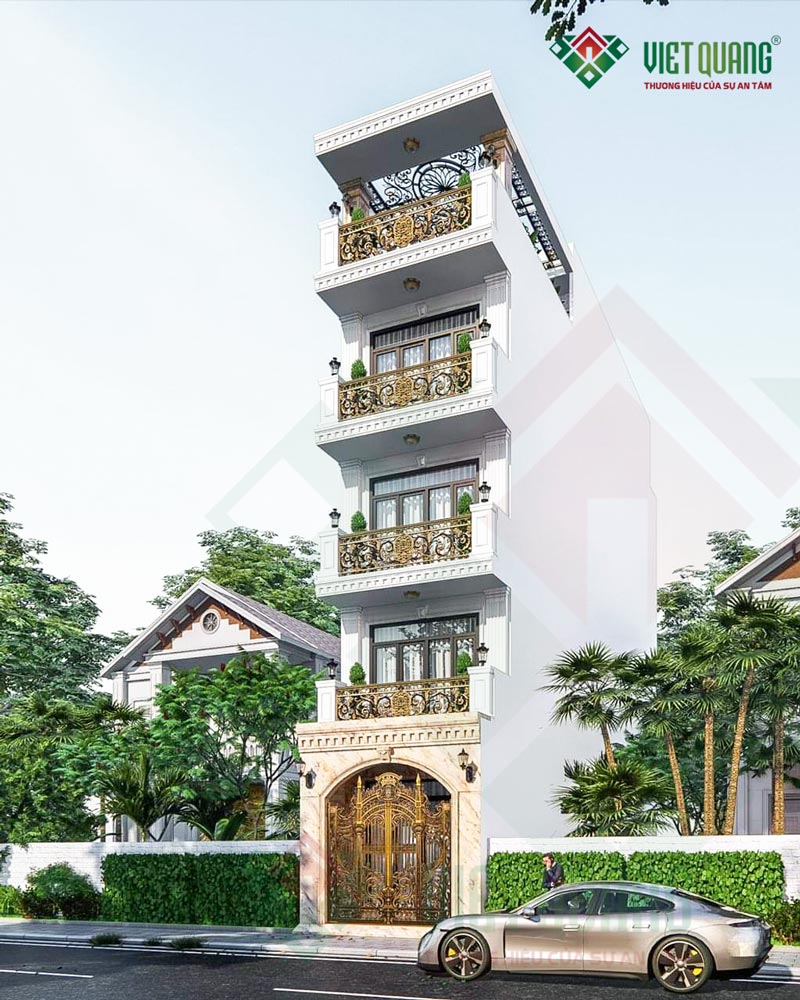 Mẫu nhà phố tân cổ điển 5 tầng 4x15m nhà anh Xuân ở TP. Thủ Đức 