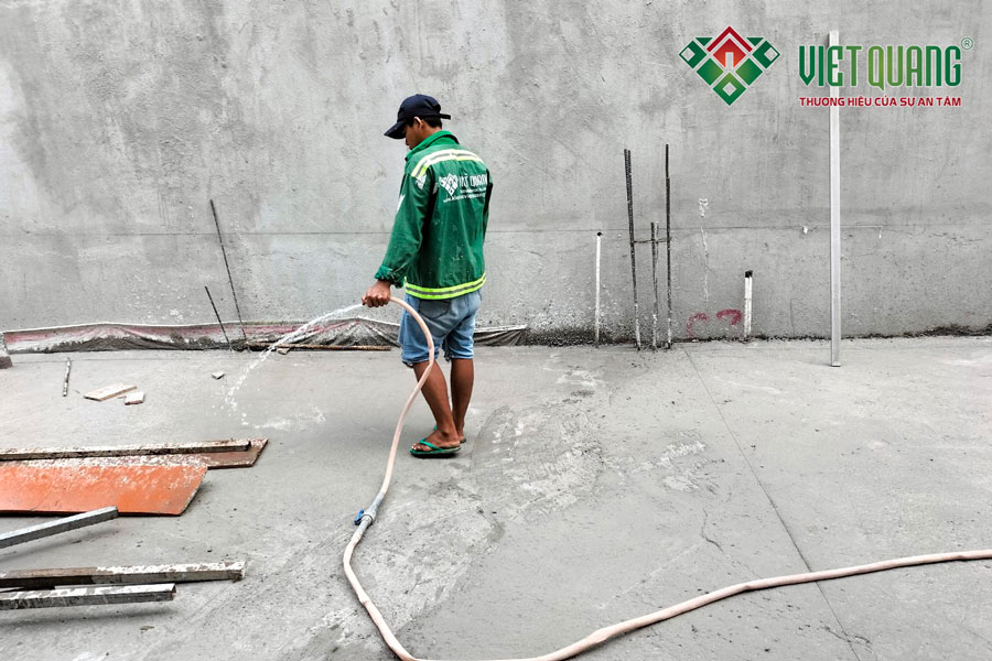 Thi công phần móng cọc nhà phố 3 tầng của chị Ngọc