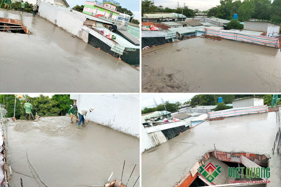 Thi công xây dựng phần thô sàn lầu 2, lầu 3 của công trình.