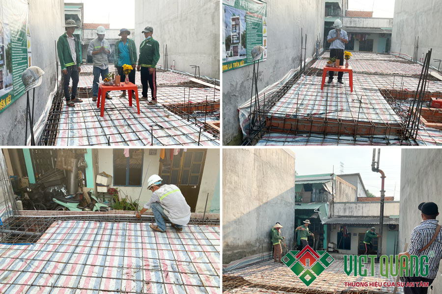 Thi công phần móng cọc nhà phố 3 tầng của chị Ngọc