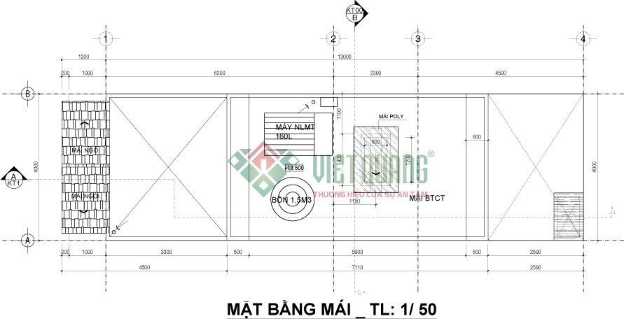 Bố trí công năng mái