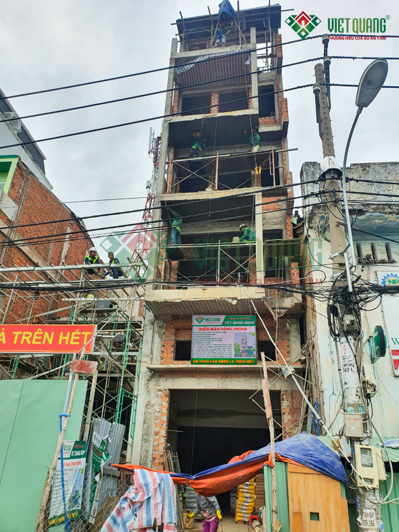 Thi công phần thô các lầu 1 – 2 – 3 & sân thượng