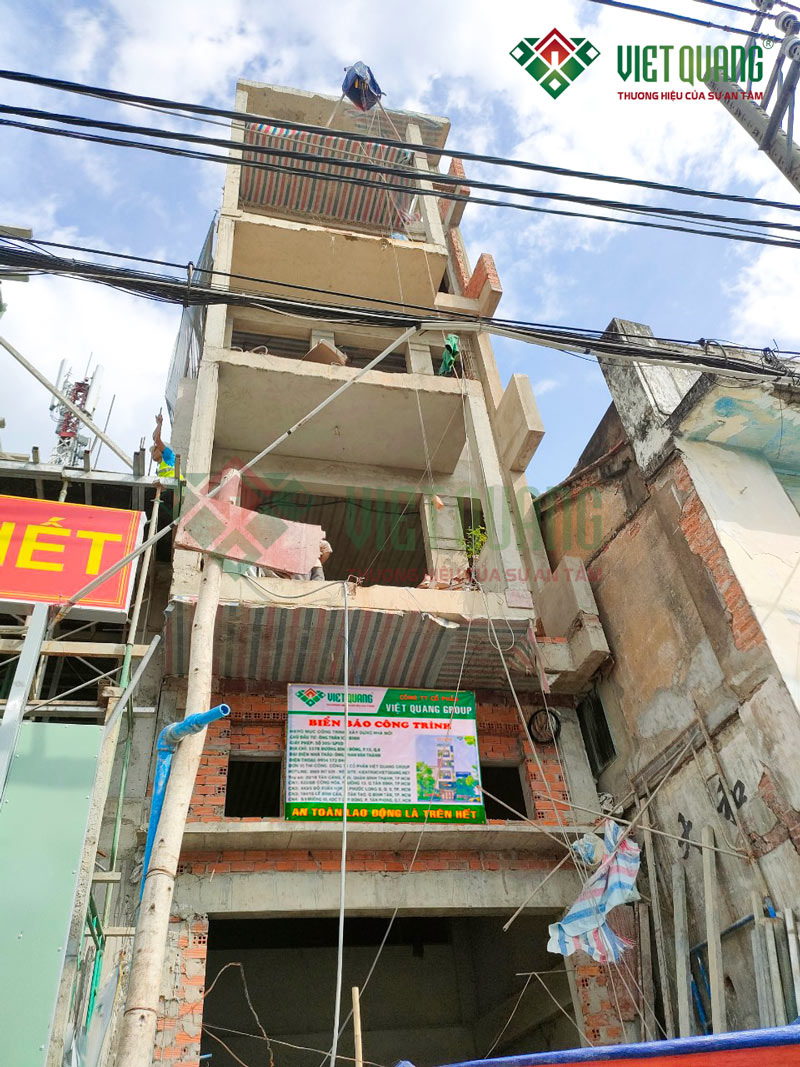 Thi công phần thô các lầu 1 – 2 – 3 & sân thượng